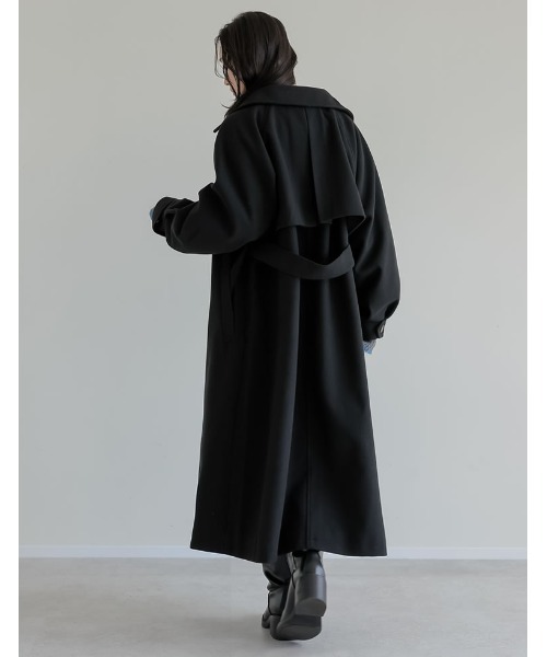 Re:EDIT（リエディ）の「[2025AW COLLECTION]ウールタッチベルト付きステンカラーコート（ステンカラーコート・レディース・ブラウン/アイボリー/ブラック/チャコールグレー・LARGE/MEDIUM）」の6枚目の写真