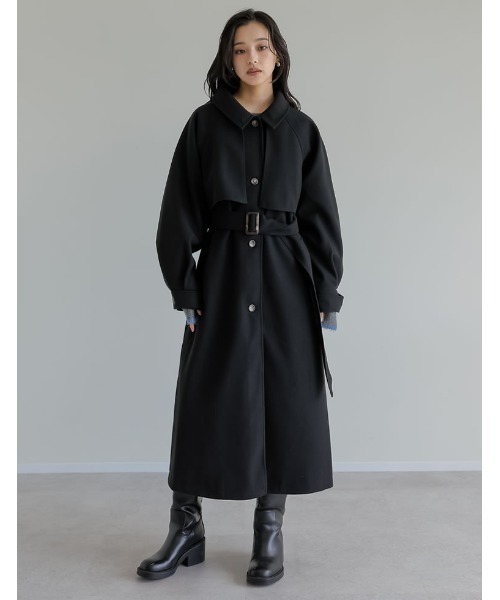 リバーバレイト REVERBERATE ウール ステンカラーコート ブラック ファッション 通販ファッション - リバーバレイト REVERBERATE ウール