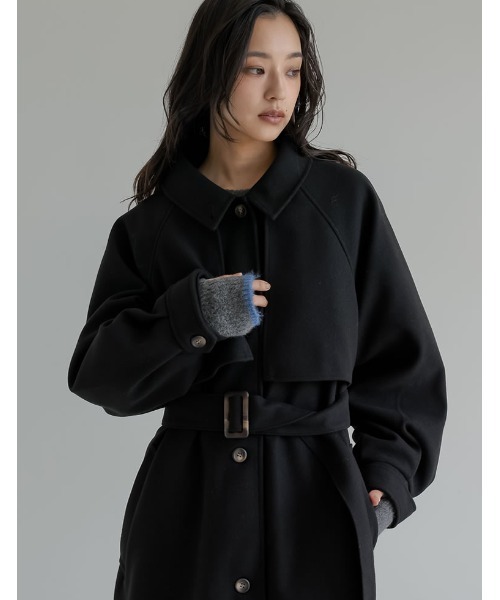 Re:EDIT（リエディ）の「[2025AW COLLECTION]ウールタッチベルト付きステンカラーコート（ステンカラーコート・レディース・ブラウン/アイボリー/ブラック/チャコールグレー・LARGE/MEDIUM）」の9枚目の写真