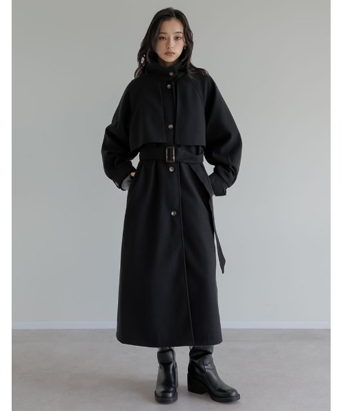 セール】[2025AW COLLECTION]ウールタッチベルト付きステンカラー