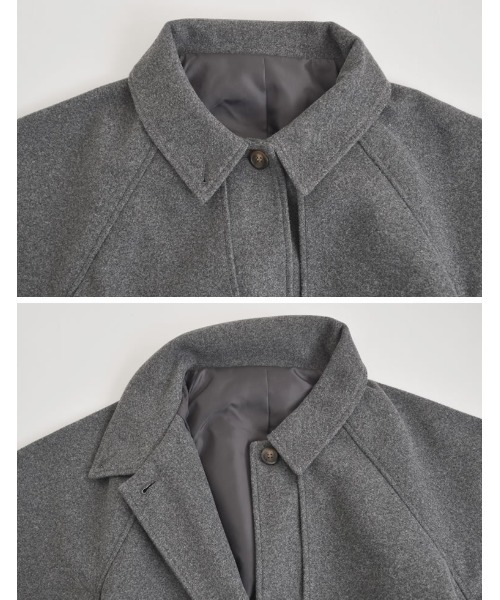 Re:EDIT（リエディ）の「[2025AW COLLECTION]ウールタッチベルト付きステンカラーコート（ステンカラーコート・レディース・ブラウン/アイボリー/ブラック/チャコールグレー・LARGE/MEDIUM）」の12枚目の写真