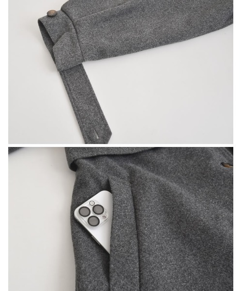 Re:EDIT（リエディ）の「[2025AW COLLECTION]ウールタッチベルト付きステンカラーコート（ステンカラーコート・レディース・ブラウン/アイボリー/ブラック/チャコールグレー・LARGE/MEDIUM）」の14枚目の写真