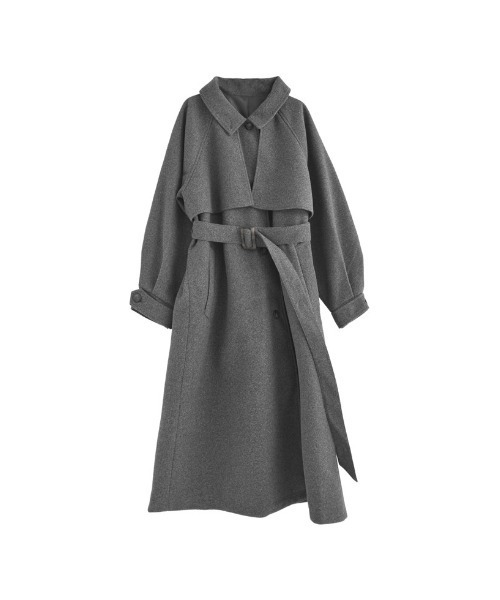 Re:EDIT（リエディ）の「[2025AW COLLECTION]ウールタッチベルト付きステンカラーコート（ステンカラーコート・レディース・ブラウン/アイボリー/ブラック/チャコールグレー・LARGE/MEDIUM）」の21枚目の写真