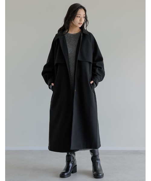 Re:EDIT（リエディ）の「[2025AW COLLECTION]ウールタッチベルト付きステンカラーコート（ステンカラーコート・レディース・ブラウン/アイボリー/ブラック/チャコールグレー・LARGE/MEDIUM）」の5枚目の写真