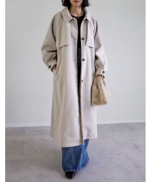 Re:EDIT（リエディ）の「[2025AW COLLECTION]ウールタッチベルト付きステンカラーコート（ステンカラーコート・レディース・ブラウン/アイボリー/ブラック/チャコールグレー・LARGE/MEDIUM）」の22枚目の写真