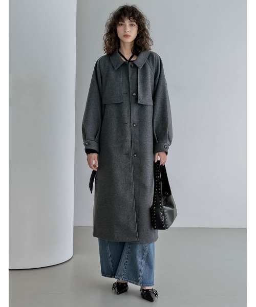 【週末値下げ】ヴェリテクール ステンカラーコート SUMI GRAY VC-2751<br>ステンカラーコート - COLLECTION,OUTER - Veritecoeur