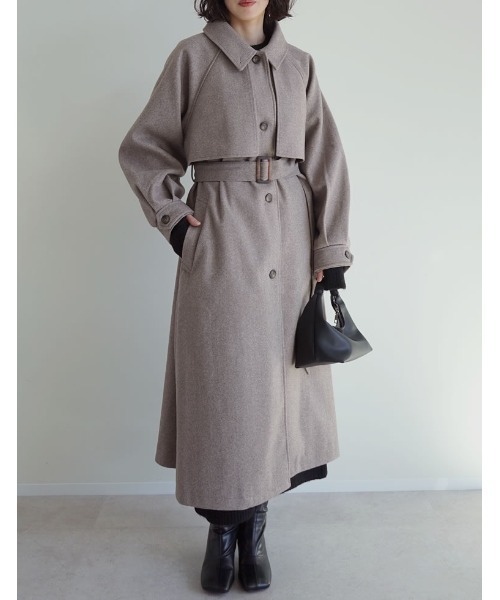 セール】[2025AW COLLECTION]ウールタッチベルト付きステンカラー