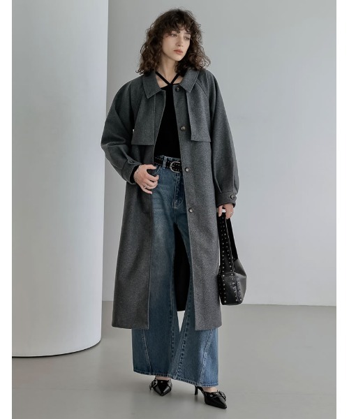 セール】[2025AW COLLECTION]ウールタッチベルト付きステンカラー