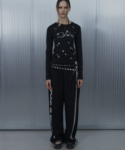 SETUPEXE（セットアップイーエックスイー）の「【SETUP‐EXE】STAR HENLEY NECK TOP / 【セットアップエグゼ】スターヘンリーネック長袖Ｔシャツ（Tシャツ/カットソー・レディース・ブラック/ホワイト・ONE SIZE）」の15枚目の写真