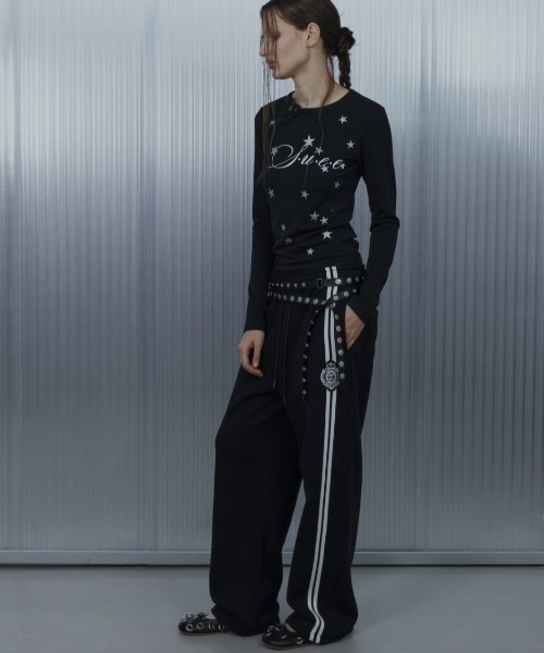 SETUPEXE（セットアップイーエックスイー）の「【SETUP‐EXE】STAR HENLEY NECK TOP / 【セットアップエグゼ】スターヘンリーネック長袖Ｔシャツ（Tシャツ/カットソー・レディース・ブラック/ホワイト・ONE SIZE）」の14枚目の写真