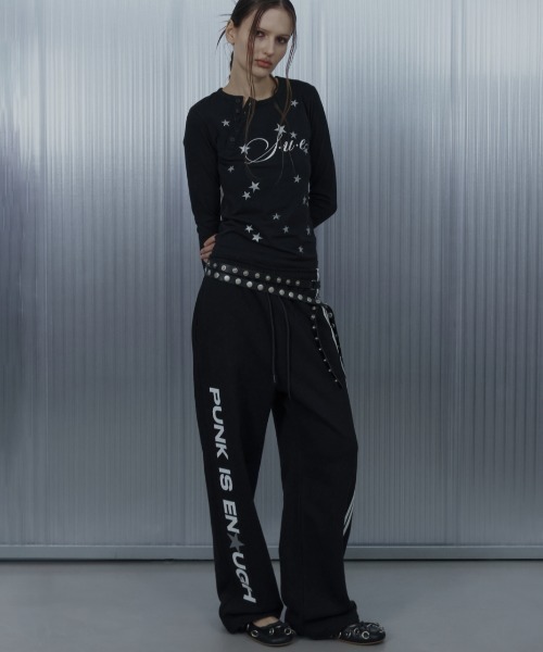 SETUPEXE（セットアップイーエックスイー）の「【SETUP‐EXE】STAR HENLEY NECK TOP / 【セットアップエグゼ】スターヘンリーネック長袖Ｔシャツ（Tシャツ/カットソー・レディース・ブラック/ホワイト・ONE SIZE）」の13枚目の写真