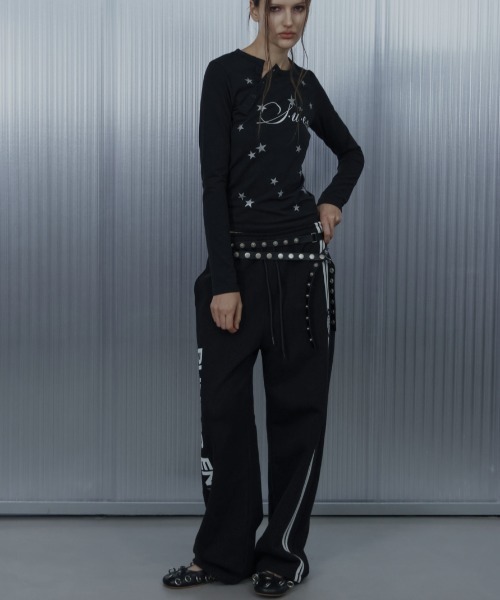 SETUPEXE（セットアップイーエックスイー）の「【SETUP‐EXE】STAR HENLEY NECK TOP / 【セットアップエグゼ】スターヘンリーネック長袖Ｔシャツ（Tシャツ/カットソー・レディース・ブラック/ホワイト・ONE SIZE）」の12枚目の写真