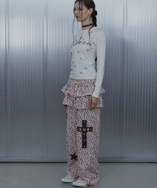 SETUPEXE（セットアップイーエックスイー）の「【SETUP‐EXE】STAR HENLEY NECK TOP / 【セットアップエグゼ】スターヘンリーネック長袖Ｔシャツ（Tシャツ/カットソー・レディース・ブラック/ホワイト・ONE SIZE）」の8枚目の写真