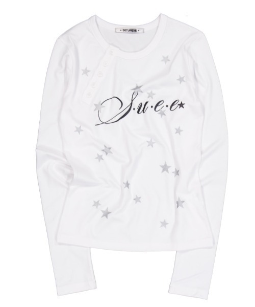 SETUPEXE（セットアップイーエックスイー）の「【SETUP‐EXE】STAR HENLEY NECK TOP / 【セットアップエグゼ】スターヘンリーネック長袖Ｔシャツ（Tシャツ/カットソー・レディース・ブラック/ホワイト・ONE SIZE）」の10枚目の写真