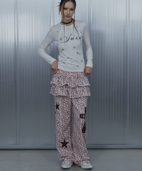 SETUPEXE（セットアップイーエックスイー）の「【SETUP‐EXE】STAR HENLEY NECK TOP / 【セットアップエグゼ】スターヘンリーネック長袖Ｔシャツ（Tシャツ/カットソー・レディース・ブラック/ホワイト・ONE SIZE）」の3枚目の写真