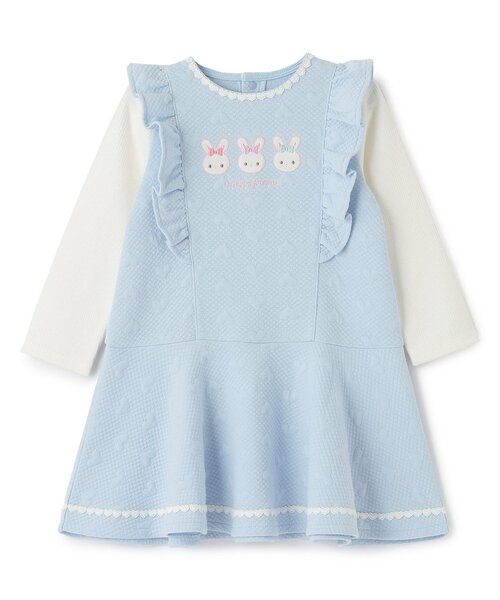 ウサギアップリケ　ハートジャガードワンピース メゾピアノ 90cm ウサギアップリケ ハートジャガードワンピース（その他ベビーウェア