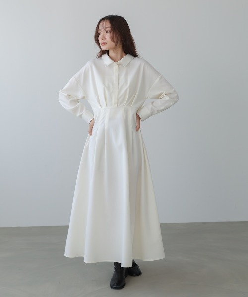 Bab（バブ）の「【選べるサイズ展開】2WAYウエストタックシャツワンピース（シャツワンピース・レディース・ブラウン/チャコールグレー/アイボリー・S/M/L）」の4枚目の写真