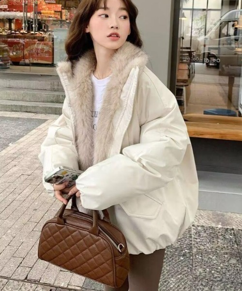 セール】ファーライニングダウンジャケット フード付き（ダウン