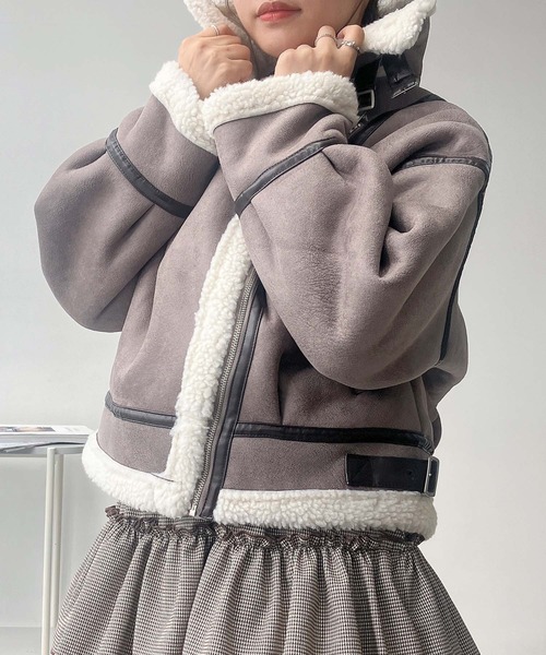 セール】♪裏ボア フェイクムートンライダースジャケット（ライダース