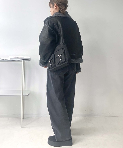 AS KNOW AS plus(アズノゥアズプラス)の「♪裏ボア フェイクムートンライダースジャケット(ライダースジャケット・レディース・ブラウン/ブラック/グレー・FREE)」の12枚目の写真