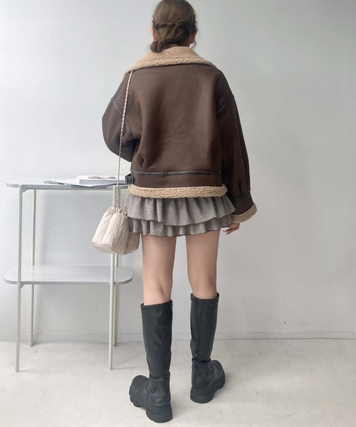 セール】♪裏ボア フェイクムートンライダースジャケット（ライダース