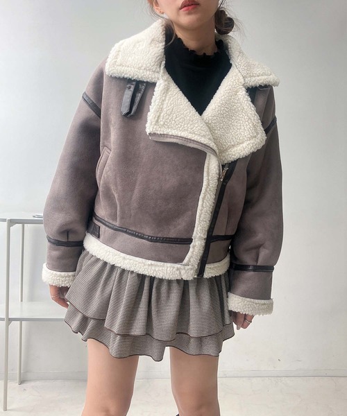 AS KNOW AS plus(アズノゥアズプラス)の「♪裏ボア フェイクムートンライダースジャケット(ライダースジャケット・レディース・ブラウン/ブラック/グレー・FREE)」の20枚目の写真