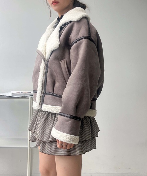 AS KNOW AS plus(アズノゥアズプラス)の「♪裏ボア フェイクムートンライダースジャケット(ライダースジャケット・レディース・ブラウン/ブラック/グレー・FREE)」の22枚目の写真