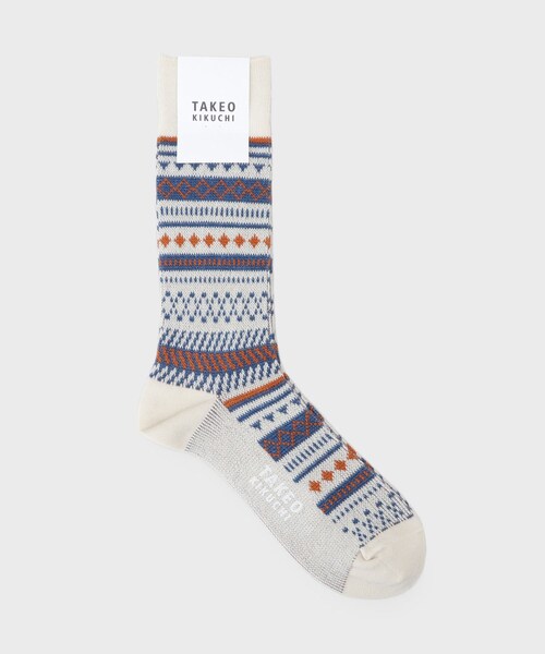 TAKEO KIKUCHI（タケオキクチ）の「フェアアイル柄ソックス（ソックス/靴下・メンズ・オレンジ系9/ホワイト系7/ブルー系その他6・00）」の2枚目の写真