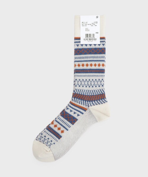 TAKEO KIKUCHI（タケオキクチ）の「フェアアイル柄ソックス（ソックス/靴下・メンズ・オレンジ系9/ホワイト系7/ブルー系その他6・00）」の5枚目の写真