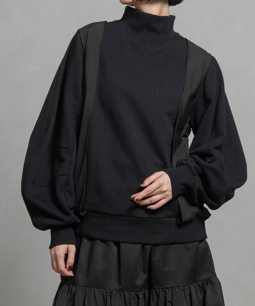 MARECHAL TERRE（マルシャルテル）の「コンビネーションプルオーバー（スウェット・レディース・ベージュ/ダークグリーン/ブラック/ネイビー・MEDIUM）」の2枚目の写真