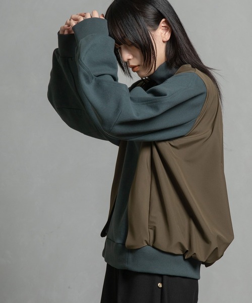 MARECHAL TERRE（マルシャルテル）の「コンビネーションプルオーバー（スウェット・レディース・ベージュ/ダークグリーン/ブラック/ネイビー・MEDIUM）」の3枚目の写真