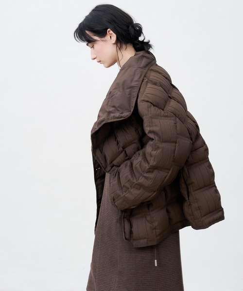 tageechita（タジチタ）の「【tageechita】クリンクル加工 テクスチャー スタンドカラー ダウンジャケット（ダウンジャケット/コート・レディース・ブラウン/ライトオリーブ/ダークネイビー・S/M）」の5枚目の写真