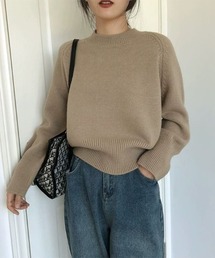 クールネックニット オーバーサイズニットセーター