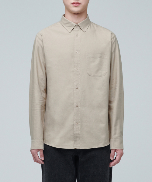 MUSINSA STANDARD（ムシンサスタンダード）の「ベーシックオックスフォードシャツ[ベージュ]（シャツ/ブラウス・メンズ・その他・XXX-LARGE/SMALL/MEDIUM/LARGE/X-LARGE/XX-LARGE）」の2枚目の写真