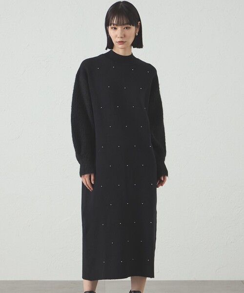 CAST:（キャストコロン）の「【1枚で着映える】スタッズニットワンピース（ワンピース・レディース・ブラック/グレー・S/M）」の10枚目の写真