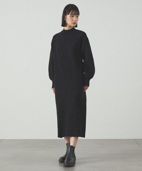 CAST:（キャストコロン）の「【1枚で着映える】スタッズニットワンピース（ワンピース・レディース・ブラック/グレー・S/M）」の8枚目の写真