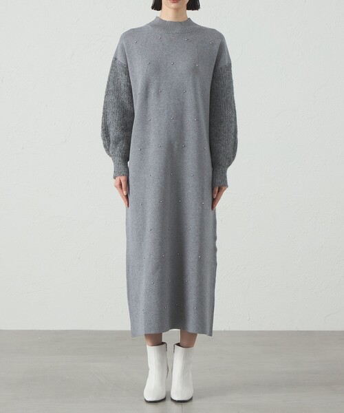 CAST:（キャストコロン）の「【1枚で着映える】スタッズニットワンピース（ワンピース・レディース・ブラック/グレー・S/M）」の7枚目の写真