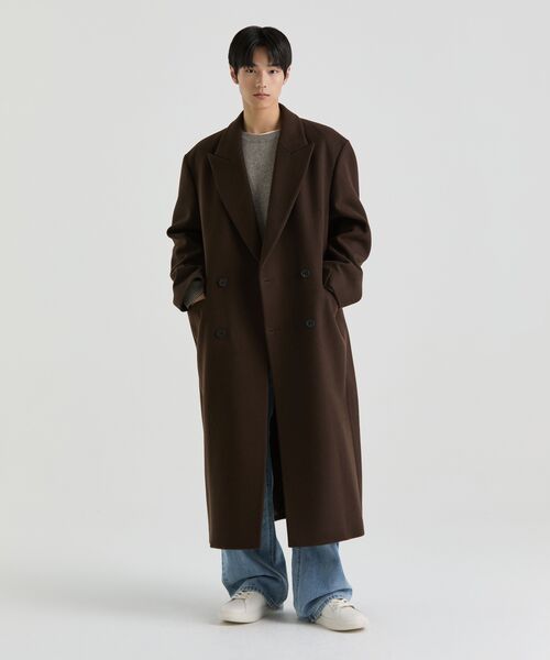 MUSINSA STANDARD（ムシンサスタンダード）の「ウールブレンドビッグダディダブルマキシコート[バロックブラウン]（チェスターコート・メンズ・その他・MEDIUM/LARGE/X-LARGE/XX-LARGE）」の10枚目の写真