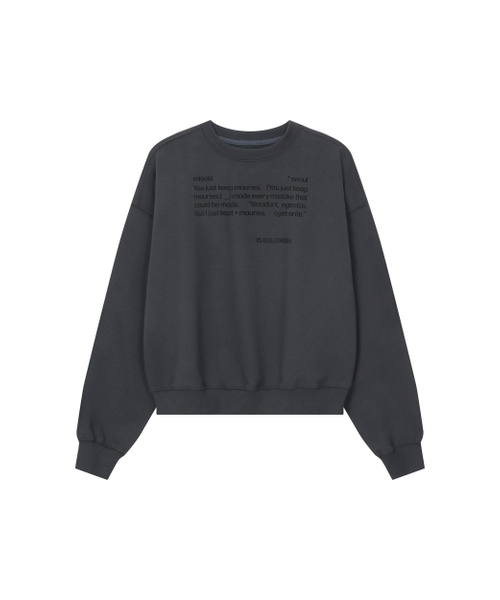Miseki SEOUL(ミセキソウル)の「Quote sweat shirts CHARCOAL(スウェット・レディース・その他・OS)」の1枚目の写真