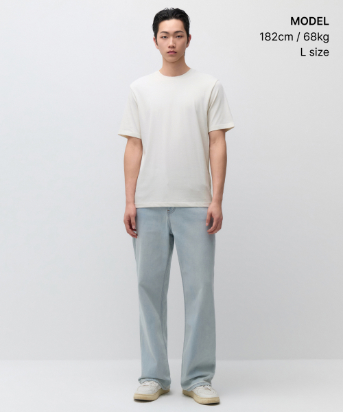 MUSINSA STANDARD（ムシンサスタンダード）の「[クールタンダード] ベーシッククルーネックTシャツ [クリーム]（Tシャツ/カットソー・メンズ・その他・SMALL/MEDIUM/LARGE/X-LARGE/XX-LARGE/XXX-LARGE）」の6枚目の写真