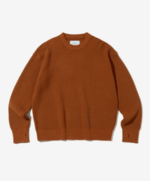 WAFFLE CREW NECK KNIT_BRICK