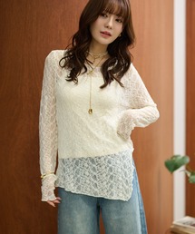 LAULEN（ローレン）の「side slit lace sheer tops  サイドスリットレースシアートップス（その他トップス）」