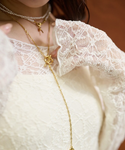 LAULEN（ローレン）の「side slit lace sheer tops /サイドスリットレースシアートップス（その他トップス・レディース・アイボリー/ブラック・FREE）」の20枚目の写真