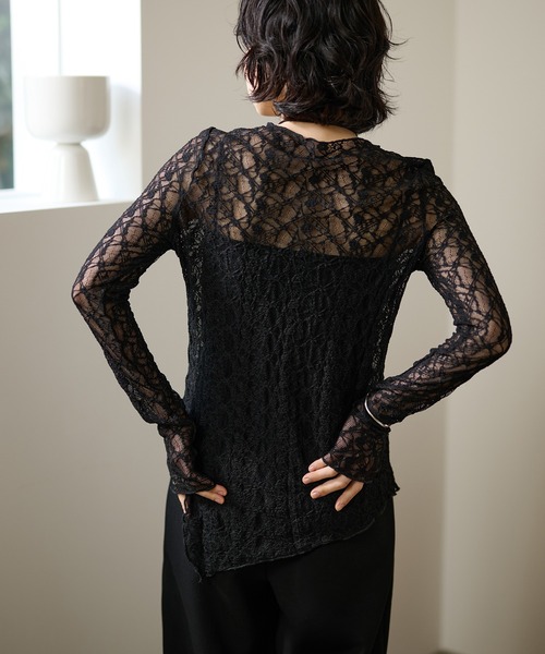 LAULEN（ローレン）の「side slit lace sheer tops /サイドスリットレースシアートップス（その他トップス・レディース・アイボリー/ブラック・FREE）」の13枚目の写真