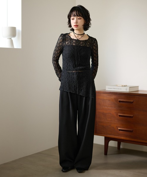 LAULEN（ローレン）の「side slit lace sheer tops /サイドスリットレースシアートップス（その他トップス・レディース・アイボリー/ブラック・FREE）」の15枚目の写真