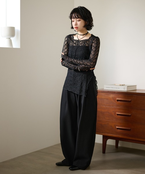 LAULEN（ローレン）の「side slit lace sheer tops /サイドスリットレースシアートップス（その他トップス・レディース・アイボリー/ブラック・FREE）」の16枚目の写真