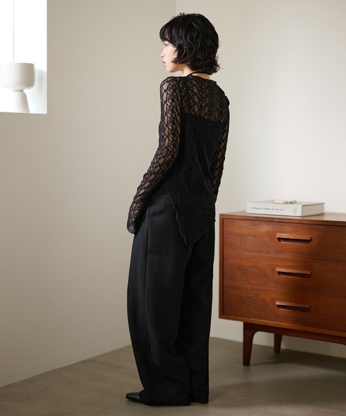 LAULEN（ローレン）の「side slit lace sheer tops /サイドスリットレースシアートップス（その他トップス・レディース・アイボリー/ブラック・FREE）」の18枚目の写真