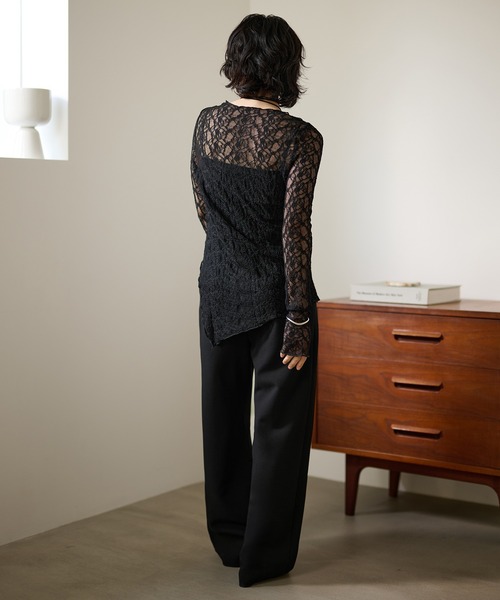 LAULEN（ローレン）の「side slit lace sheer tops /サイドスリットレースシアートップス（その他トップス・レディース・アイボリー/ブラック・FREE）」の10枚目の写真