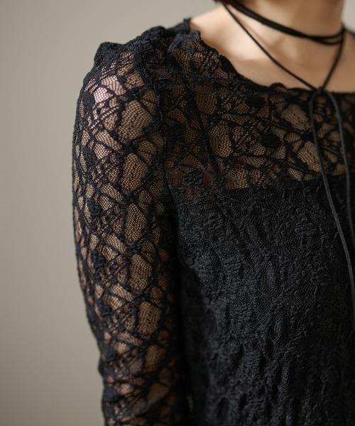 LAULEN（ローレン）の「side slit lace sheer tops /サイドスリットレースシアートップス（その他トップス・レディース・アイボリー/ブラック・FREE）」の12枚目の写真