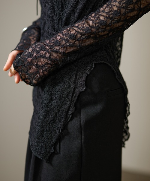 LAULEN（ローレン）の「side slit lace sheer tops /サイドスリットレースシアートップス（その他トップス・レディース・アイボリー/ブラック・FREE）」の9枚目の写真